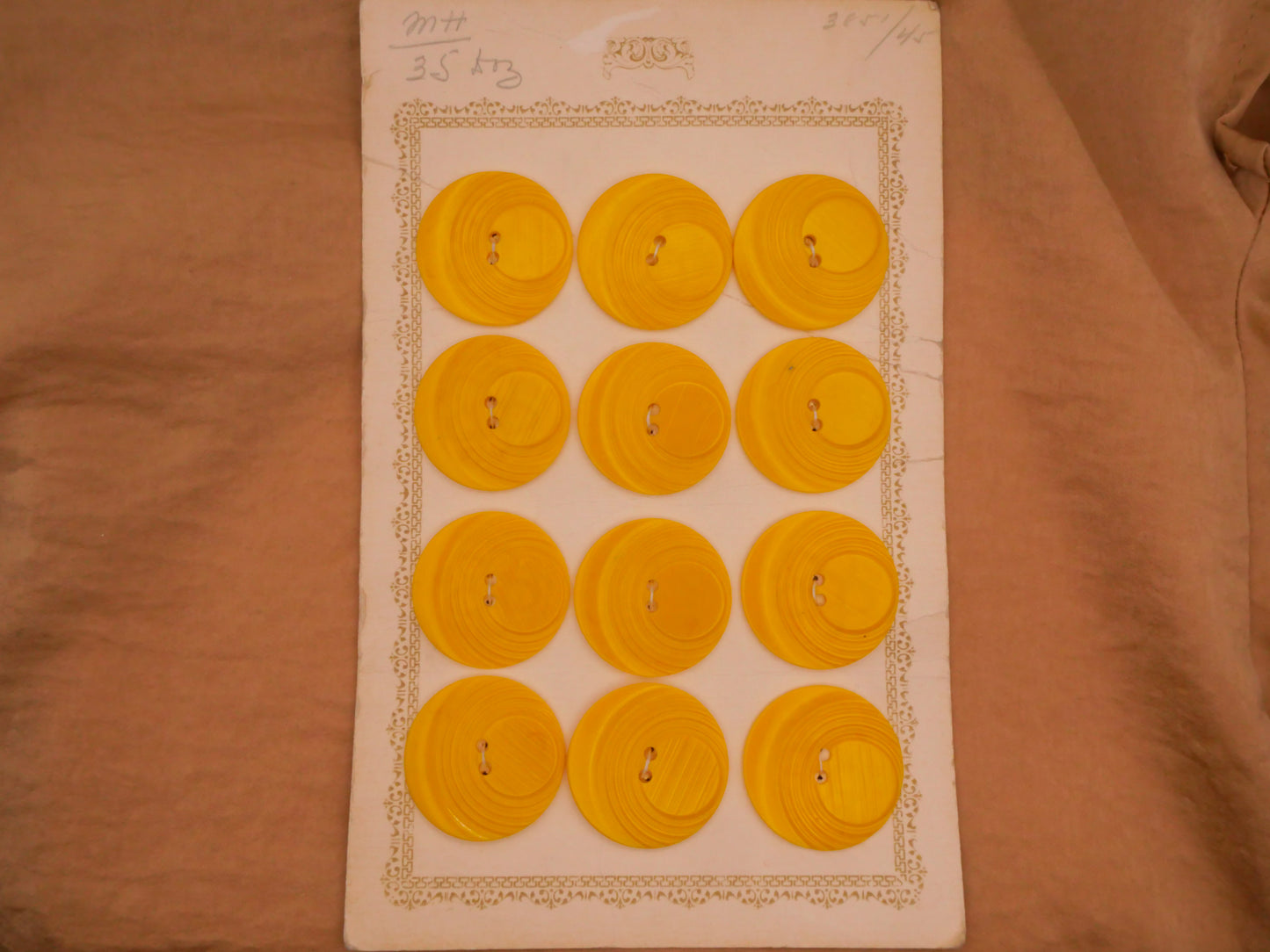 Crescent Moon Sun Yellow Vintage Plastic Button 29mm