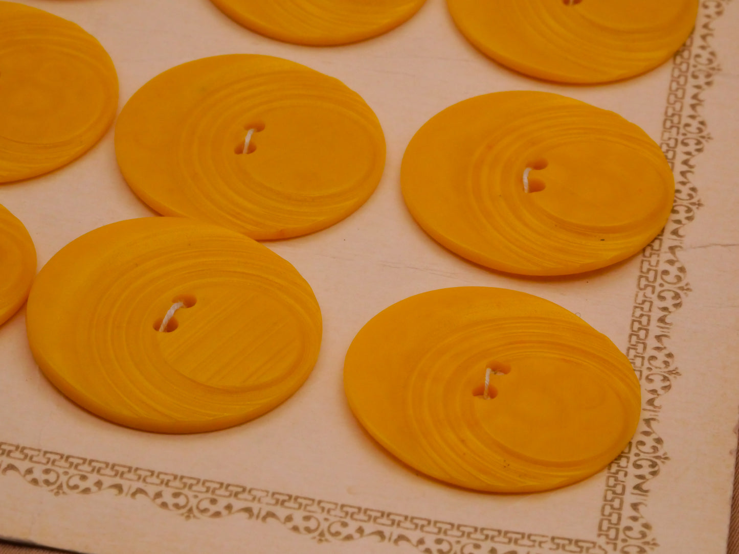 Crescent Moon Sun Yellow Vintage Plastic Button 29mm