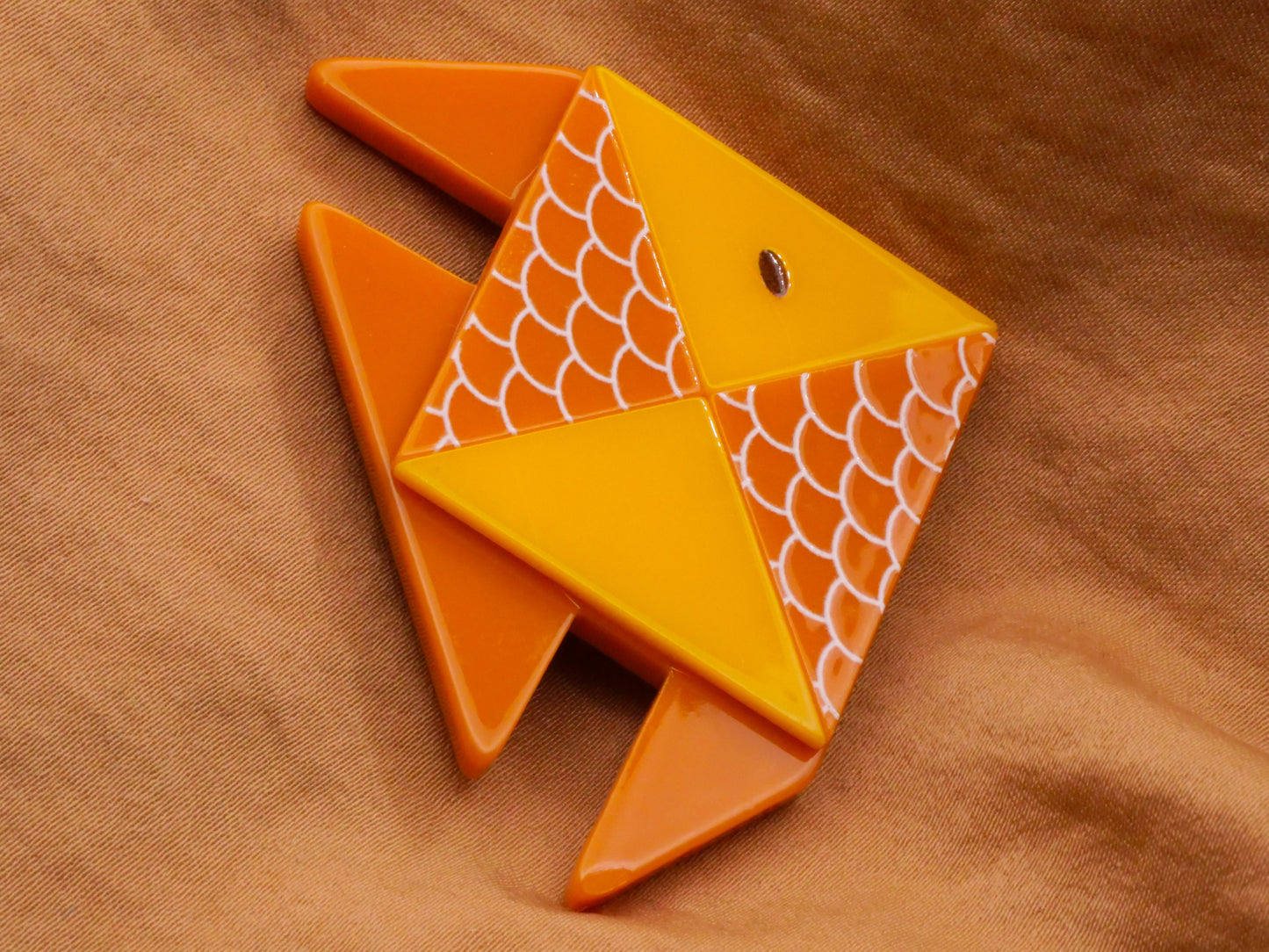 Goldfish Fish Ocean Geometric Acrylic Plastic Large Button 39x54mm