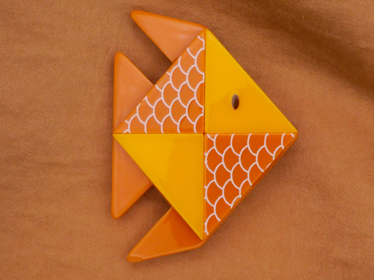 Goldfish Fish Ocean Geometric Acrylic Plastic Large Button 39x54mm