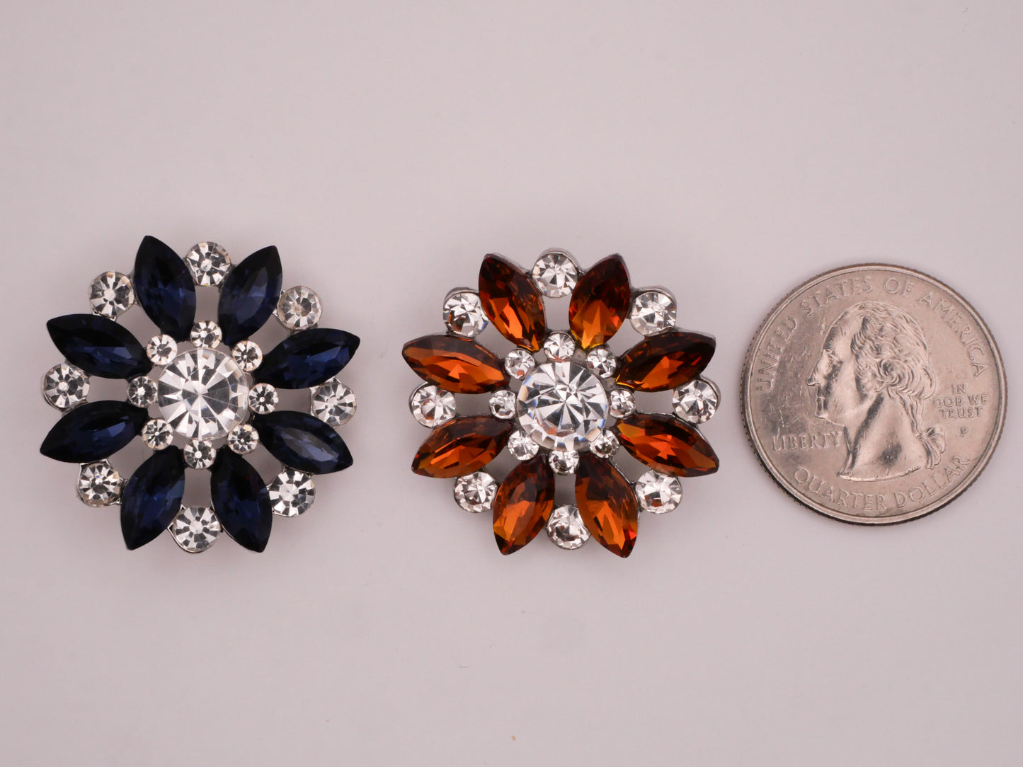 Flower Star Firework Blue or Orange Rhinestone Metal Button Various 30mm