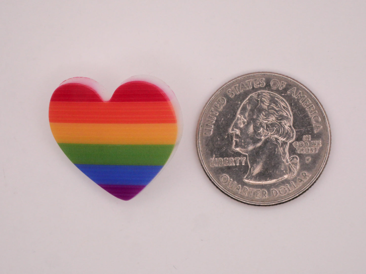 Heart Rainbow Stripe Plastic Pair of Buttons 23x25mm