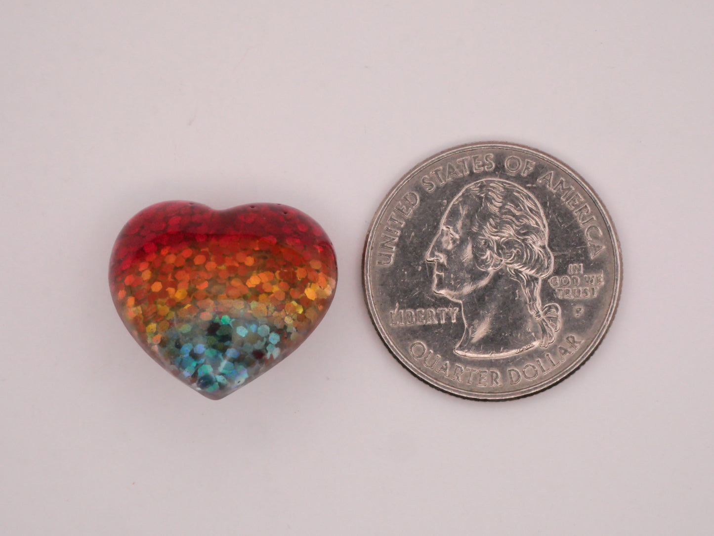 Heart Glitter Rainbow Resin Plastic Pair of Buttons 20x21mm