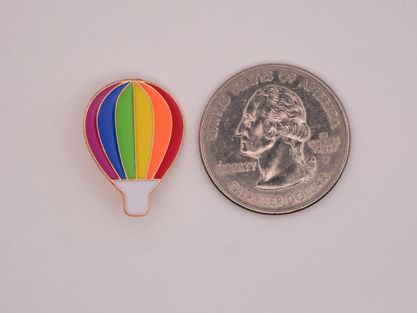 Hot Air Balloon Rainbow Stripe Enamel Metal Button 17x22mm