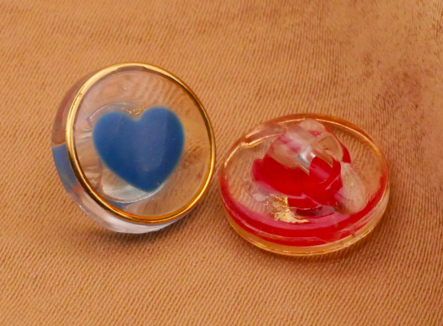 Heart Colorful Transparent Plastic Assorted Set of Ten Buttons 11mm