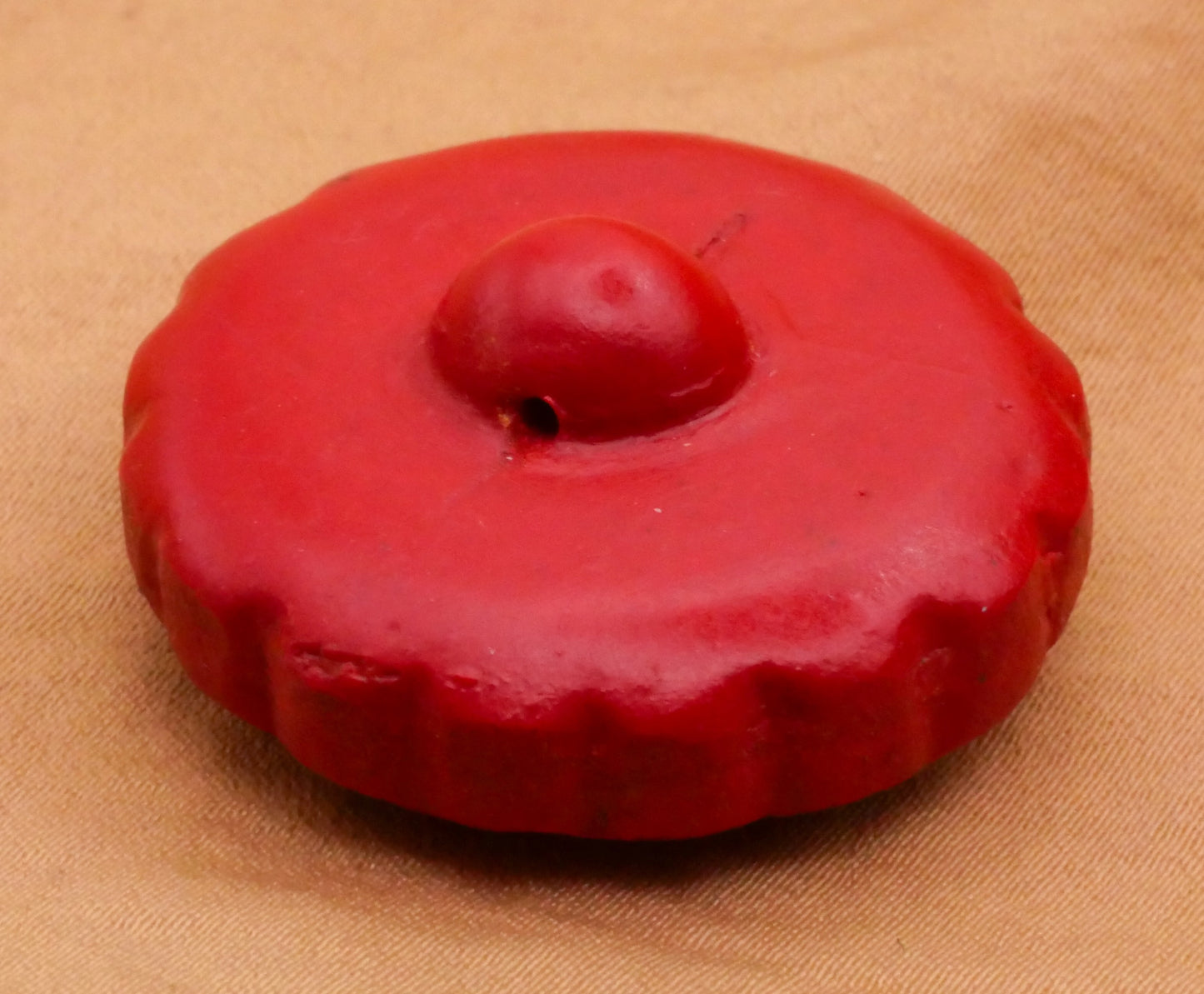 Horse Cinnabar Look Large Carved Vintage Plastic Button 32mm