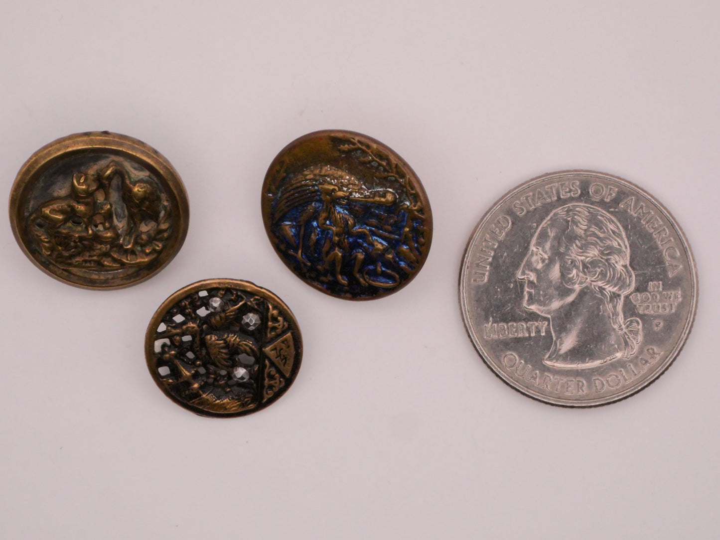 Crane Bird Metal Victorian Picture Button Various 16-18mm