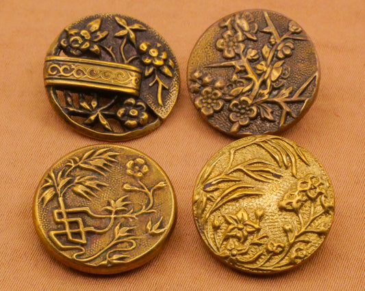 Flower Design Victorian Metal Button Various 16-18mm