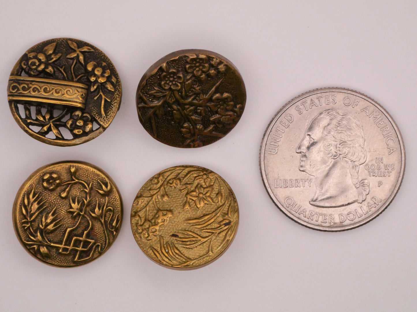 Flower Design Victorian Metal Button Various 16-18mm