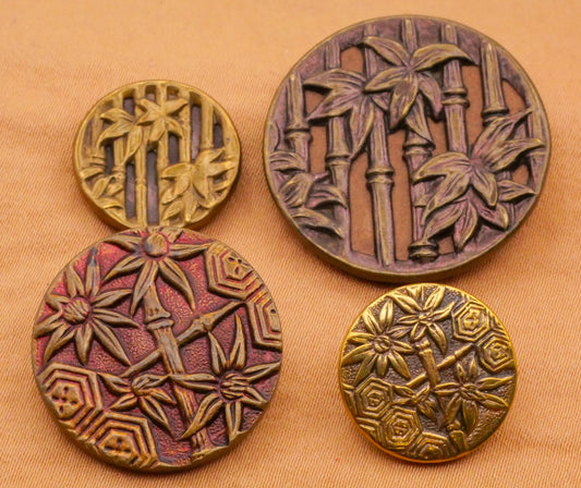 Bamboo Motif Victorian Metal Button Various 16-28mm
