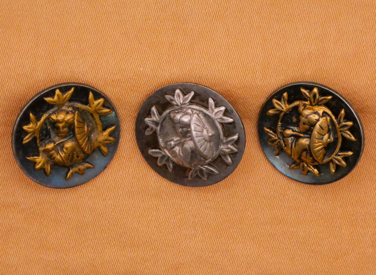 Asian Woman Parasol Steel Metal Button Various 16mm