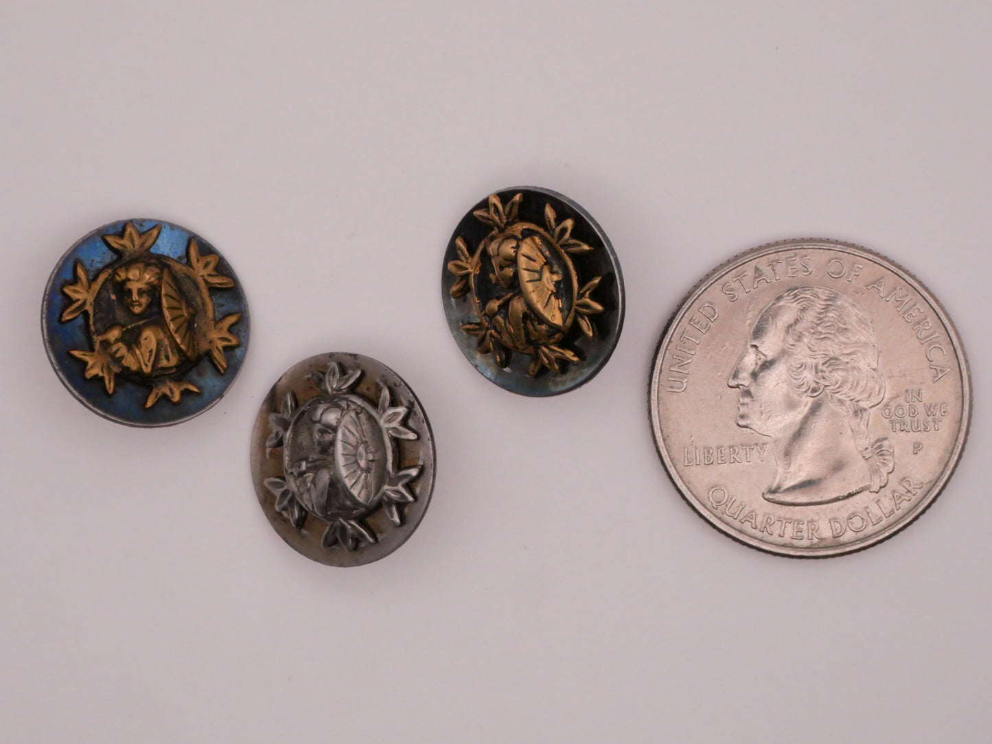 Asian Woman Parasol Steel Metal Button Various 16mm