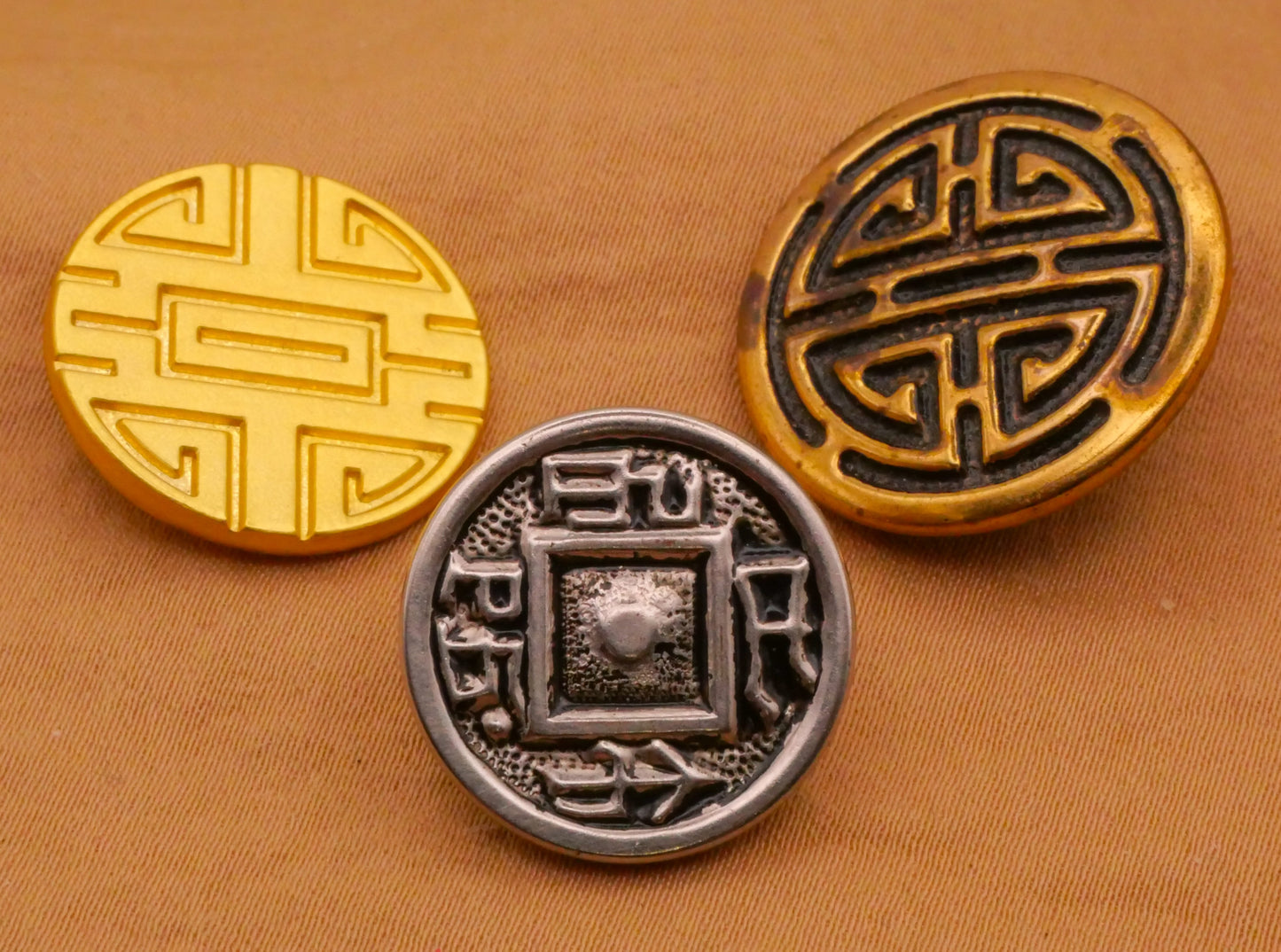 Chinese Motif Design Metal Button Various 19-23mm