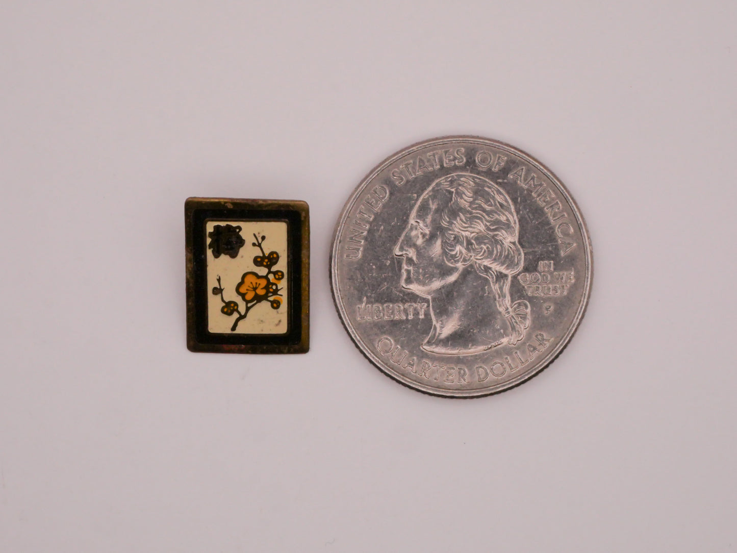 Asian Card Design Flower Enamel Metal Button 11x16mm