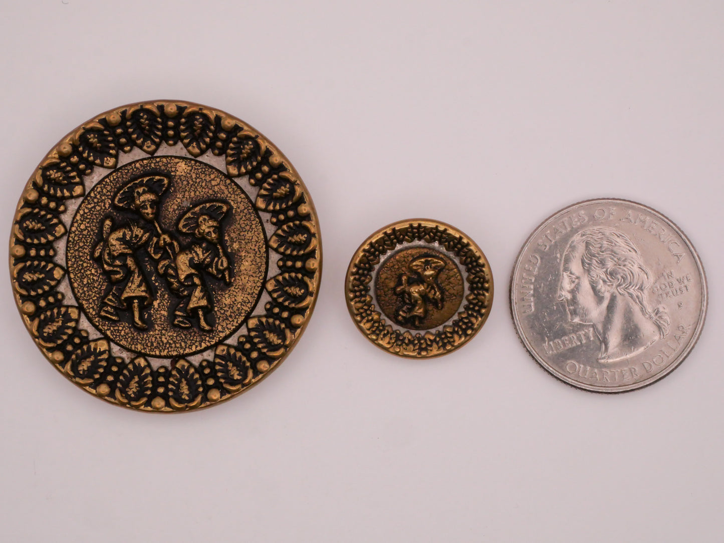 People Parasols Asian Metal Twinkle Victorian Picture Button Various 18-38mm