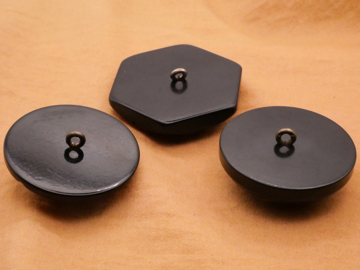 Black Carved Early Plastic Vintage Large Button Various 37-44mm