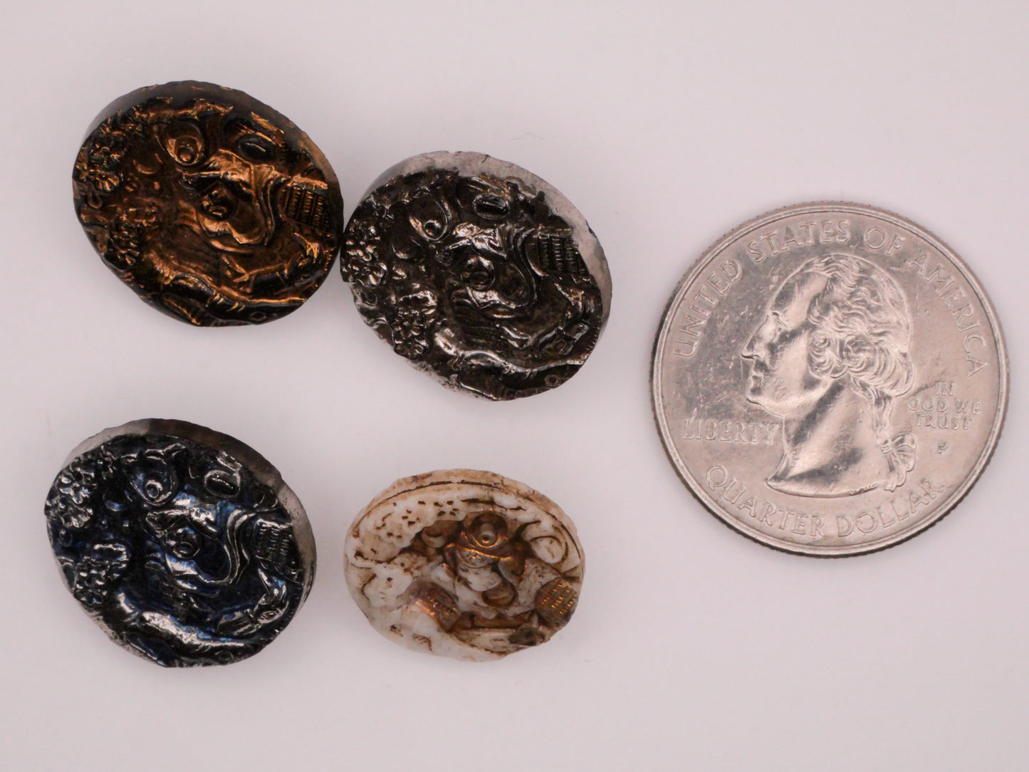 Warrior Asian Luster VGlass Button Various 16-18mm