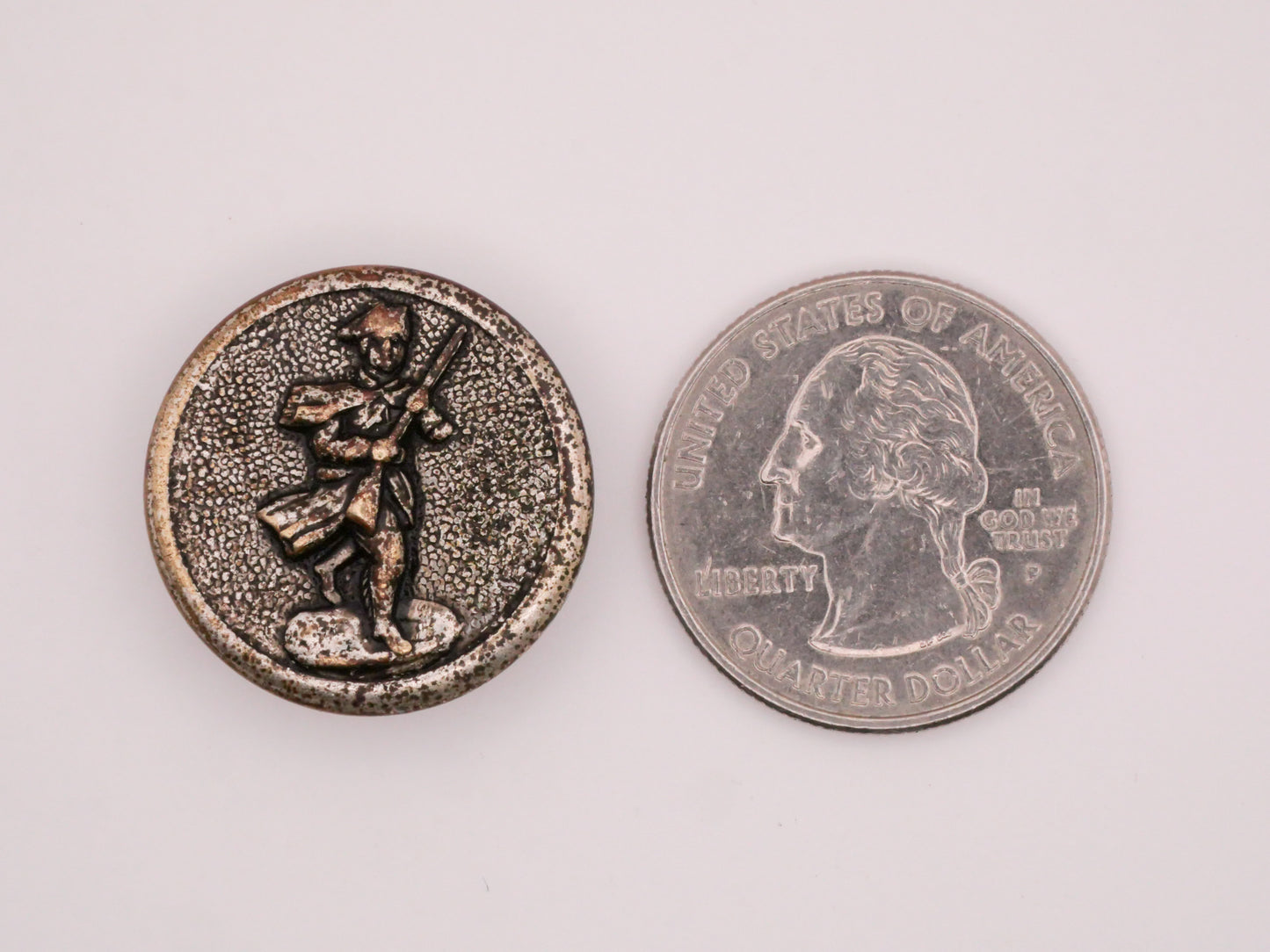 Minuteman Soldier Patriotic Military Vintage Metal Button 23mm