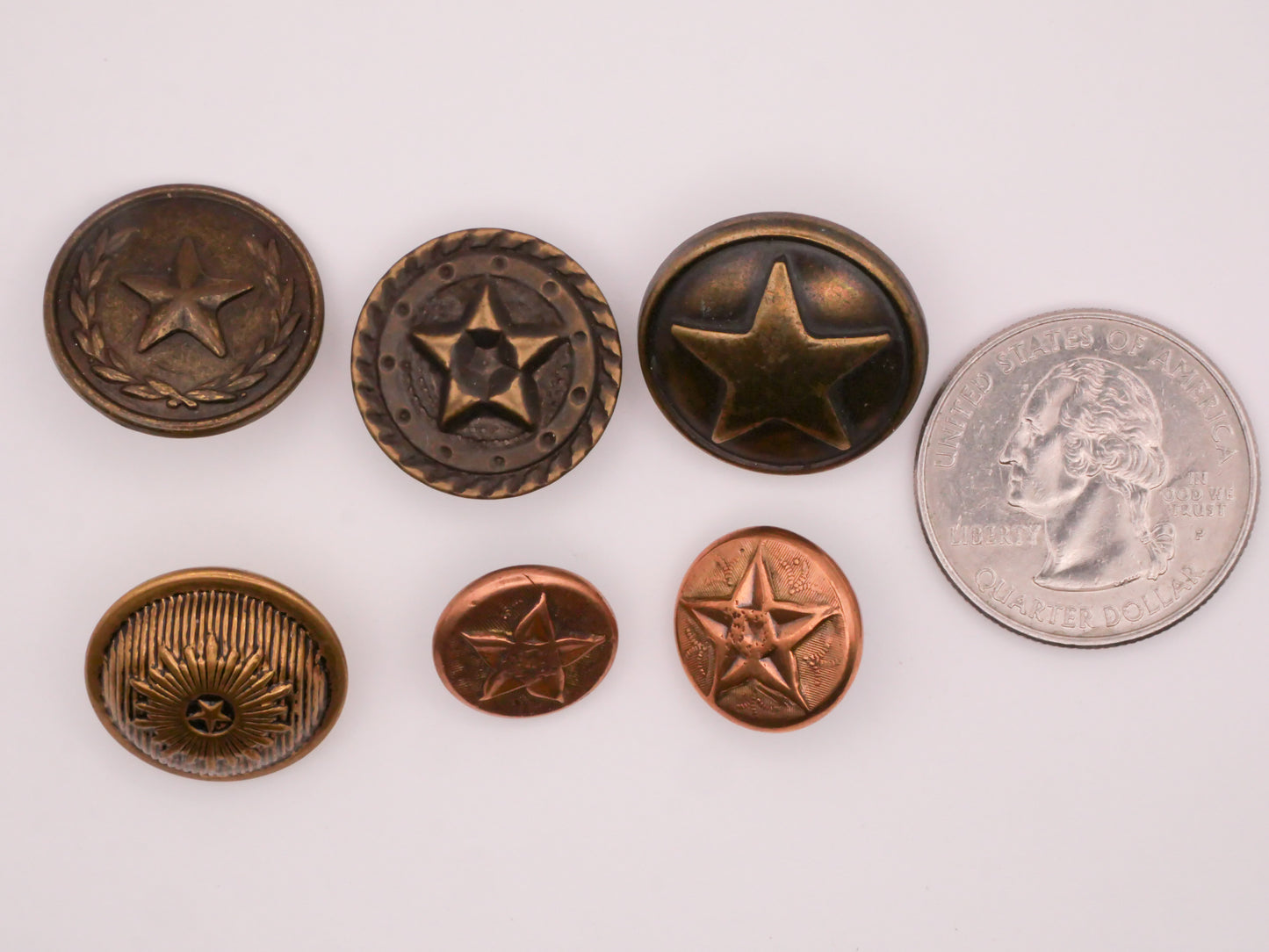 Star Design Patriotic Metal Button Various 13-20mm