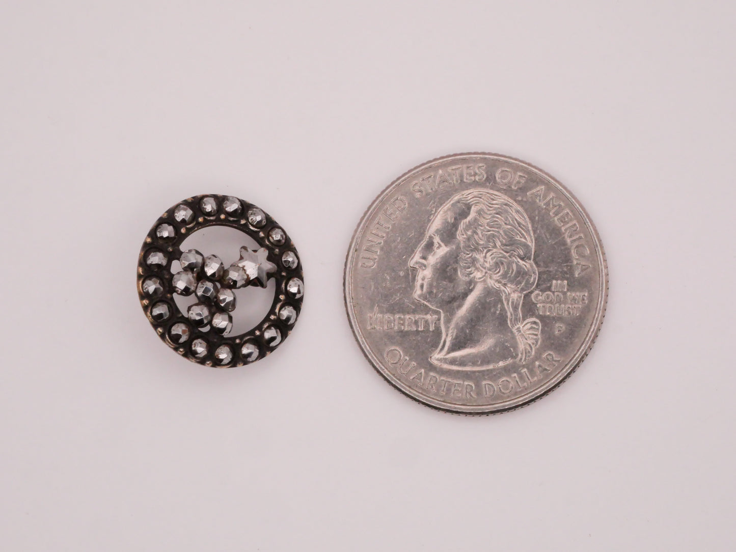 Shooting Star Steel Cut Victorian Metal Button 16mm