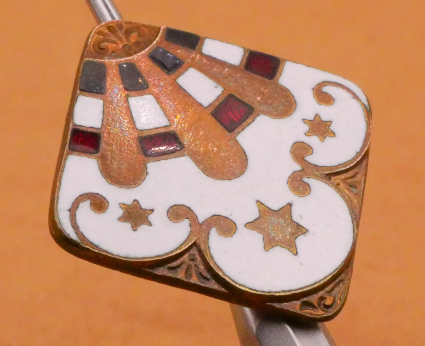 French Patriotic Star Fleur de Lis Red White Blue Enamel Metal Button 18mm