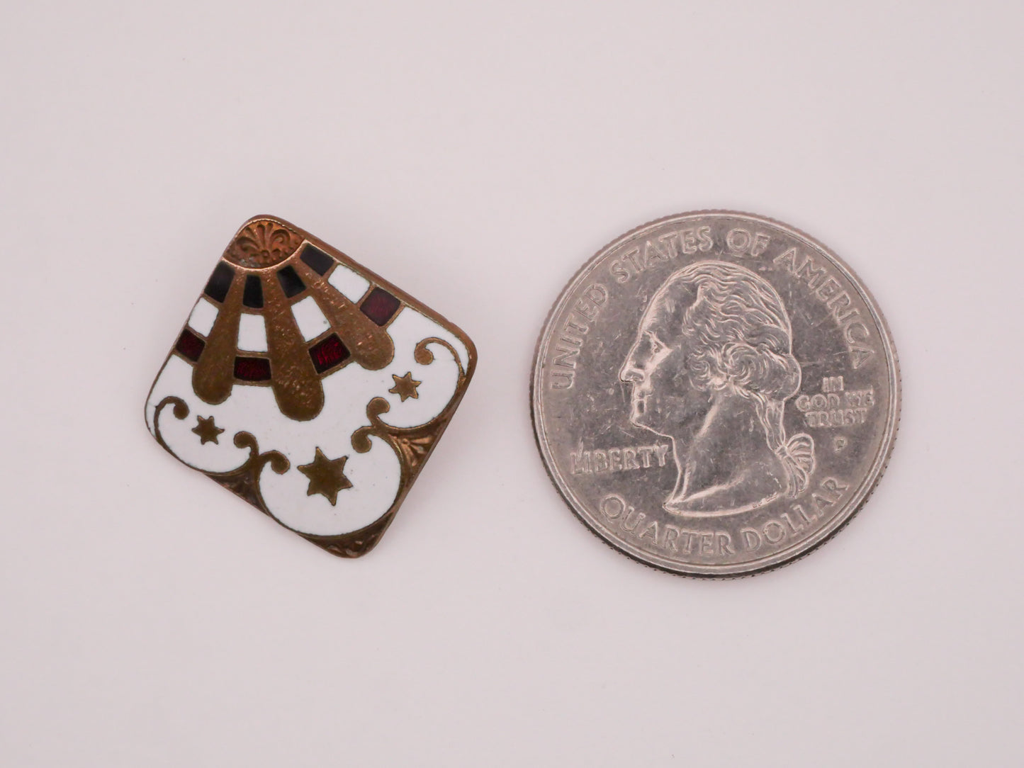 French Patriotic Star Fleur de Lis Red White Blue Enamel Metal Button 18mm