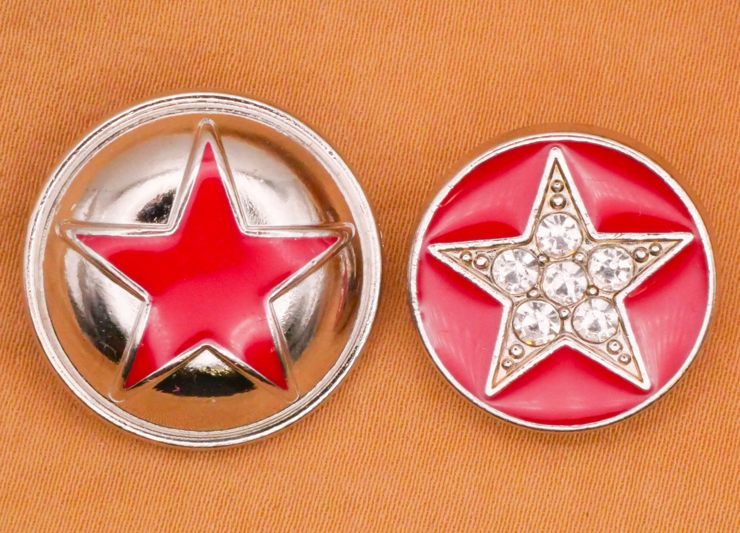 Star Red Enamel Metal Button Various 19-22mm