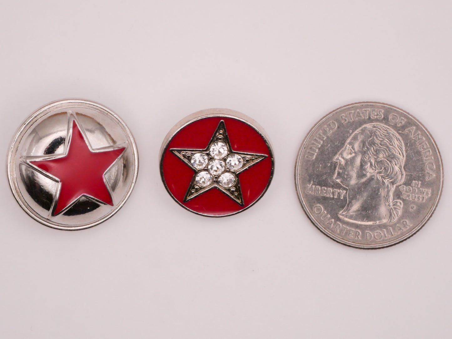 Star Red Enamel Metal Button Various 19-22mm