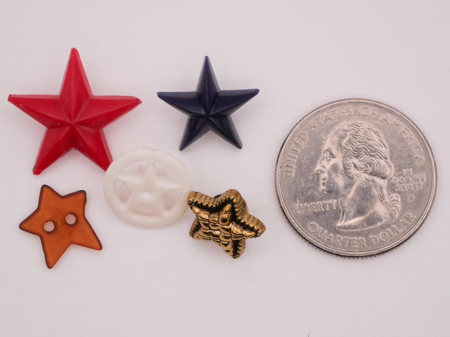 Star Patriotic Vintage New Plastic Assorted Set of Ten Buttons 12-24mm