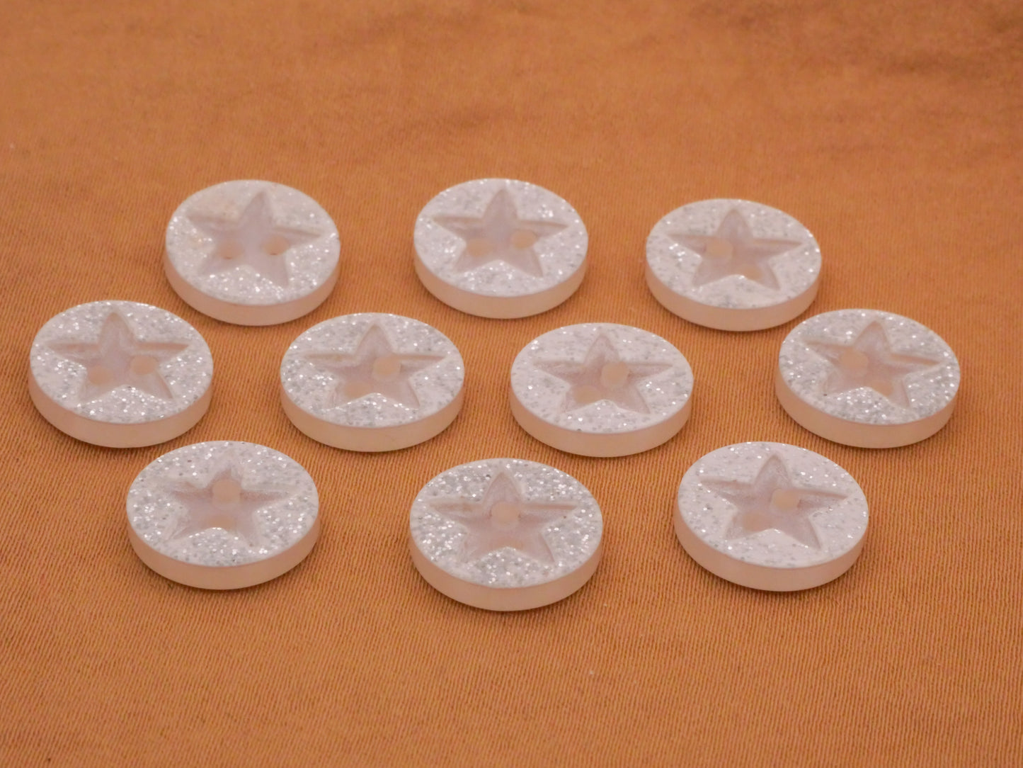 Star Glitter Plastic Sew-Thru Set of Ten Buttons 12mm