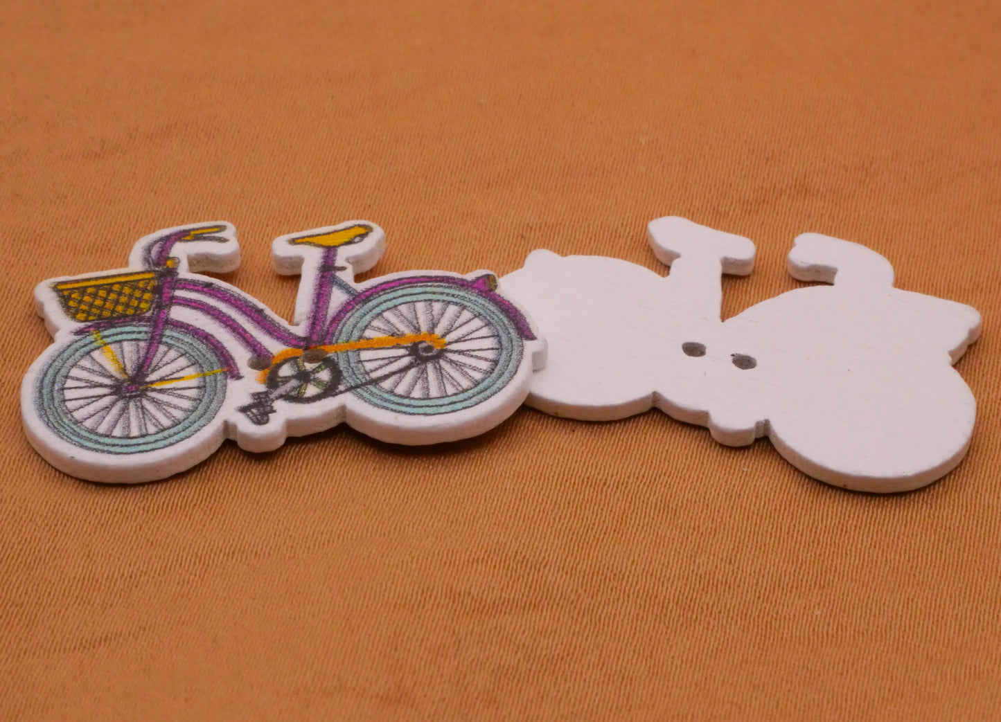 Bike Bicycle Wood Assorted Set of Ten Buttons 21x32mm