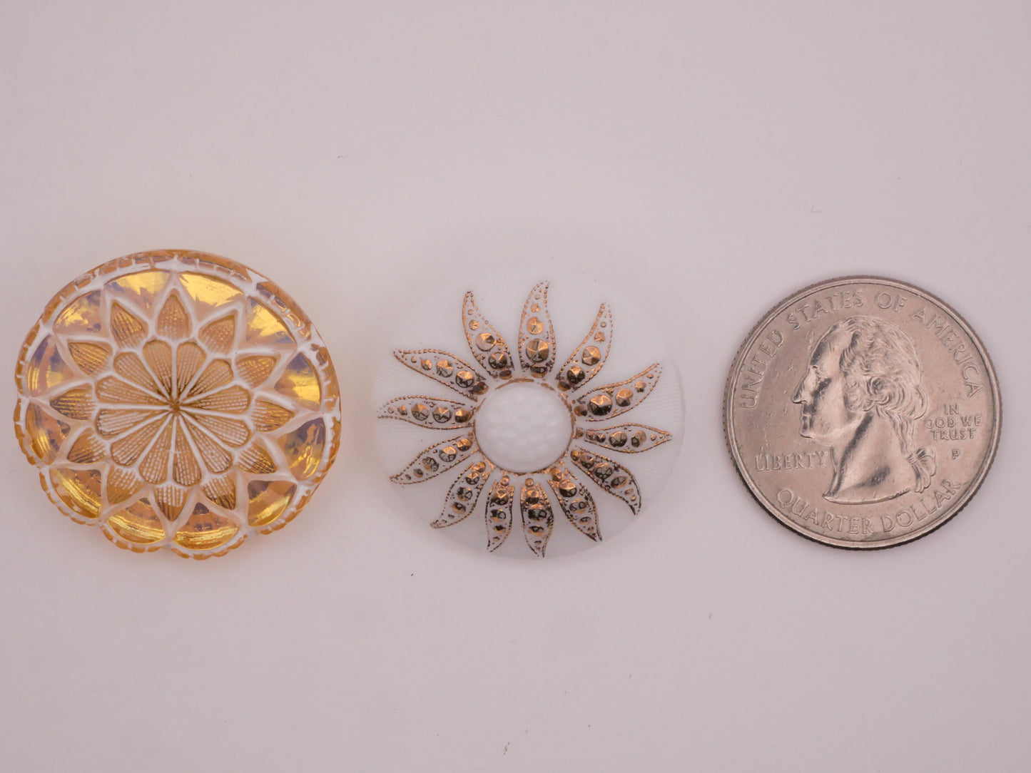 Sun Flower Czech Glass Vintage Button Various 27-28mm