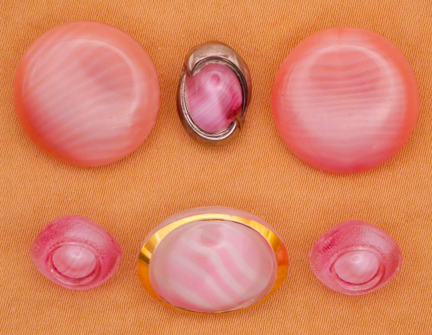 Pink Dig Dug Vintage Glass Button Various 9-18mm