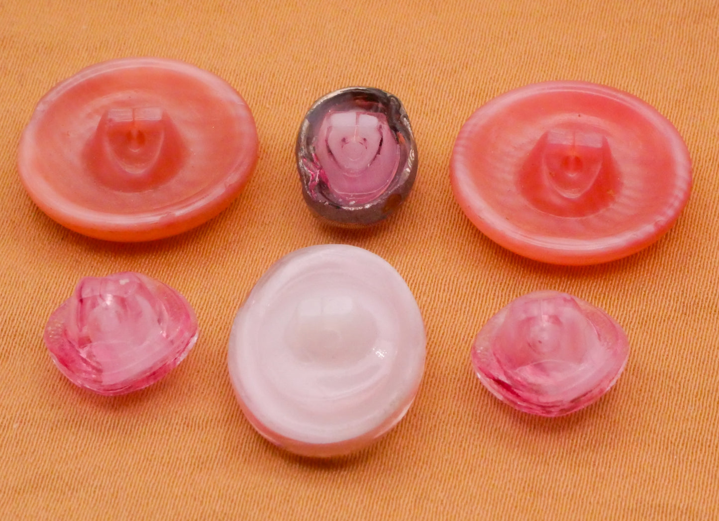 Pink Dig Dug Vintage Glass Button Various 9-18mm