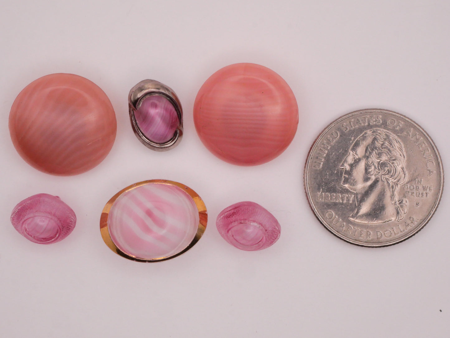 Pink Dig Dug Vintage Glass Button Various 9-18mm