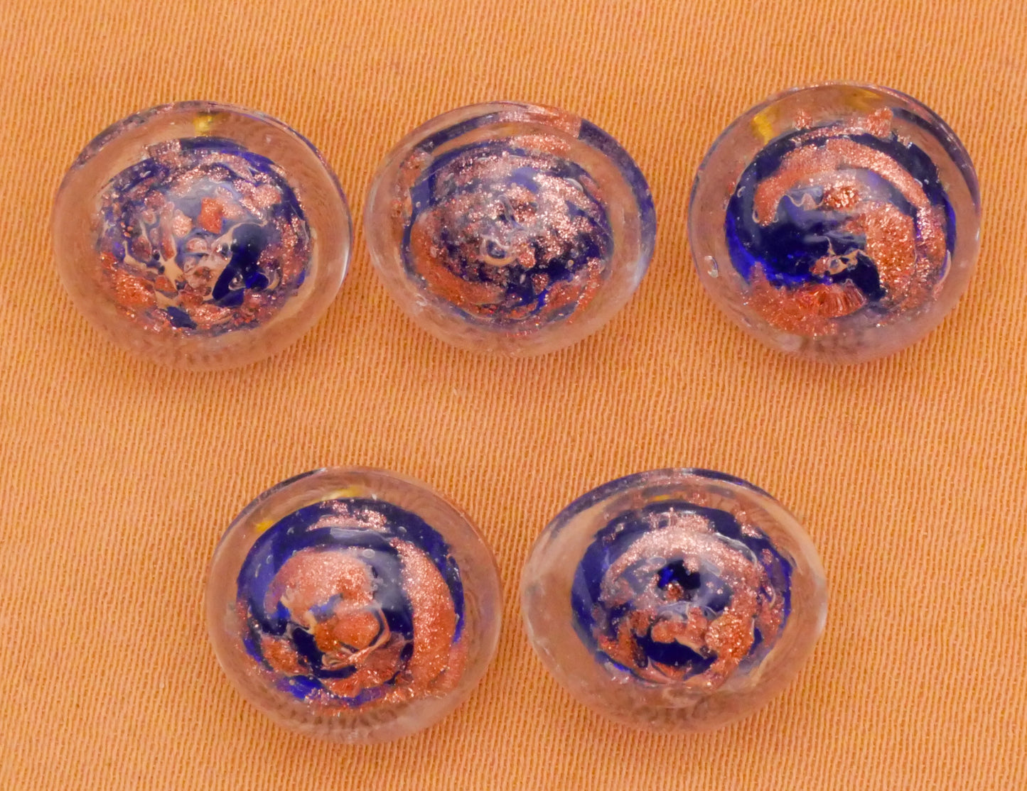 Blue Pink Glitter Swirl Paperweight Glass Button Various 12mm