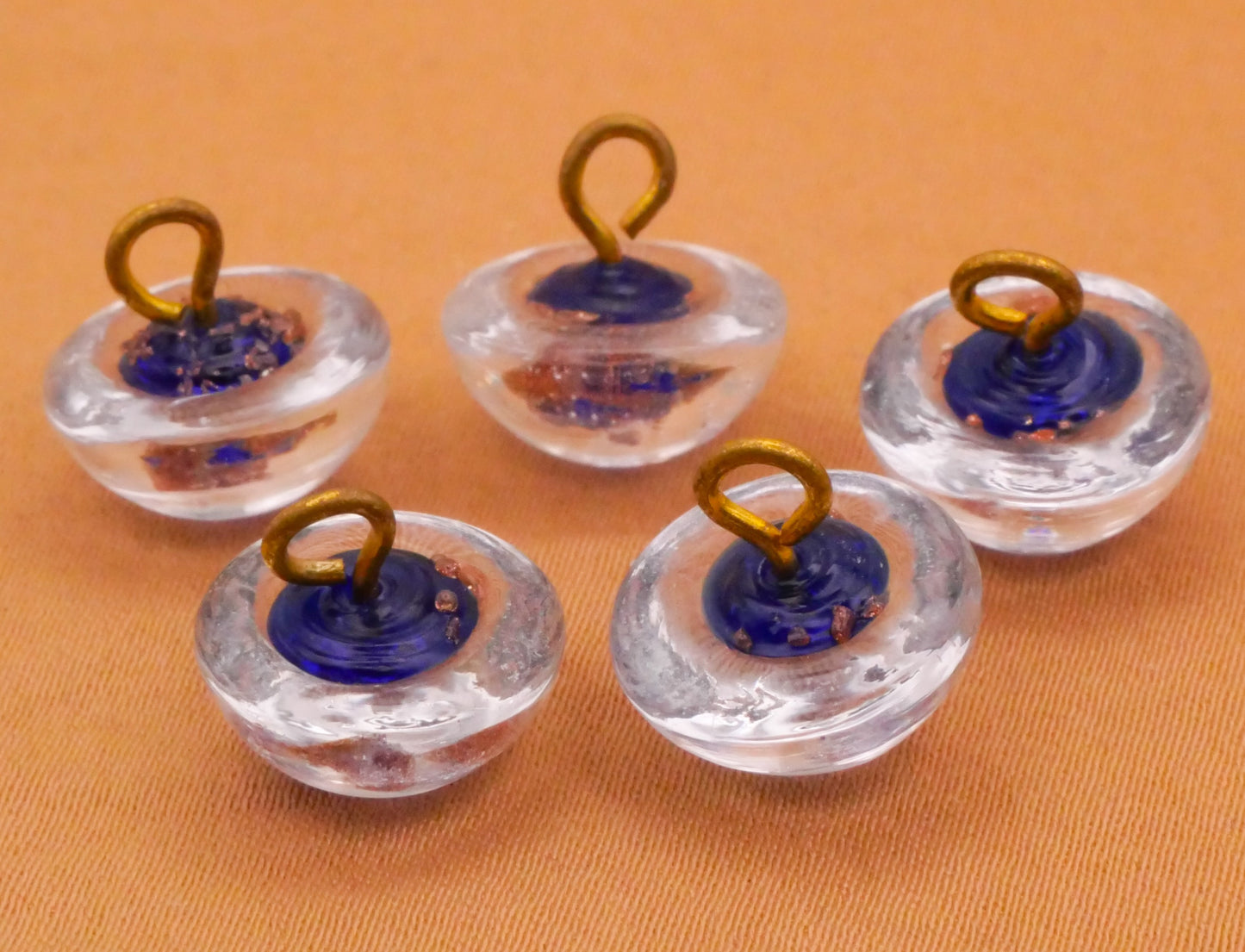 Blue Pink Glitter Swirl Paperweight Glass Button Various 12mm