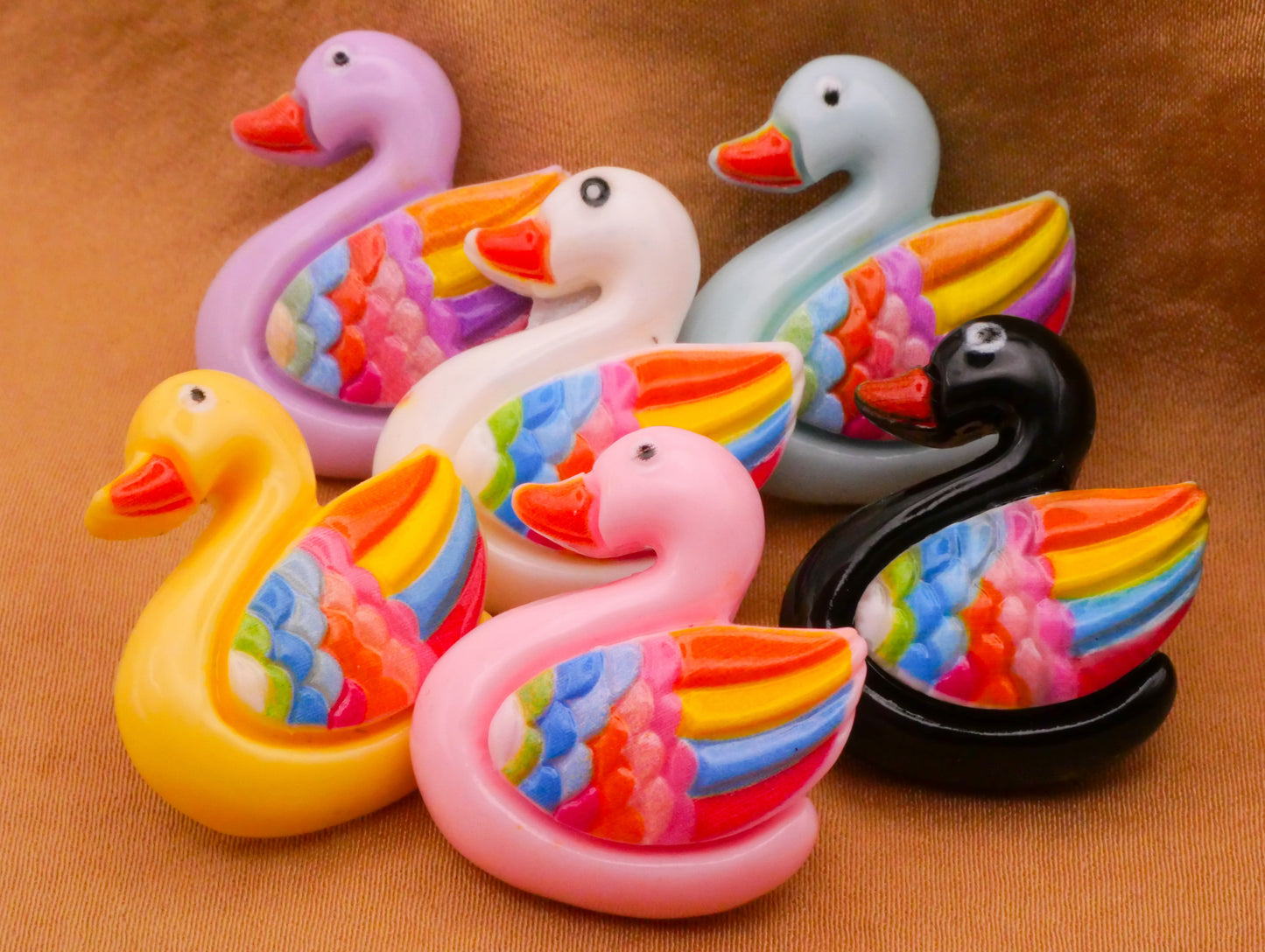Swan Rainbow Wing Colorful Plastic Assorted Set of Four Buttons 23x25mm