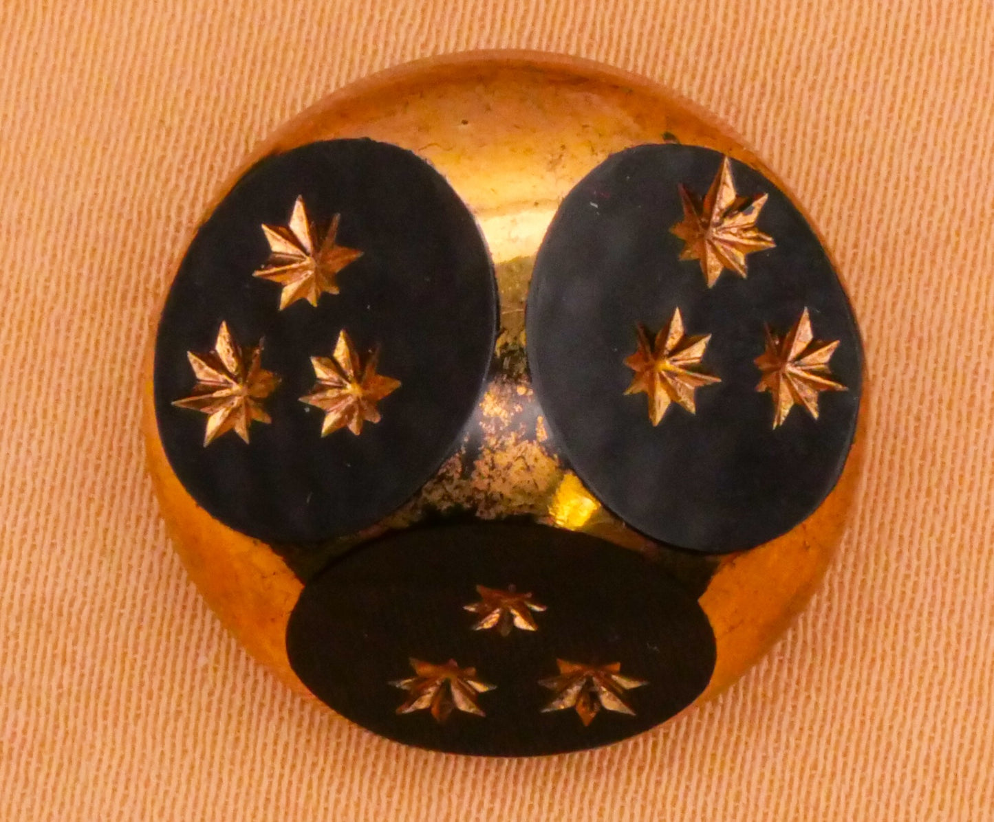 Star Gold Black Glass Antique Button Various 18mm