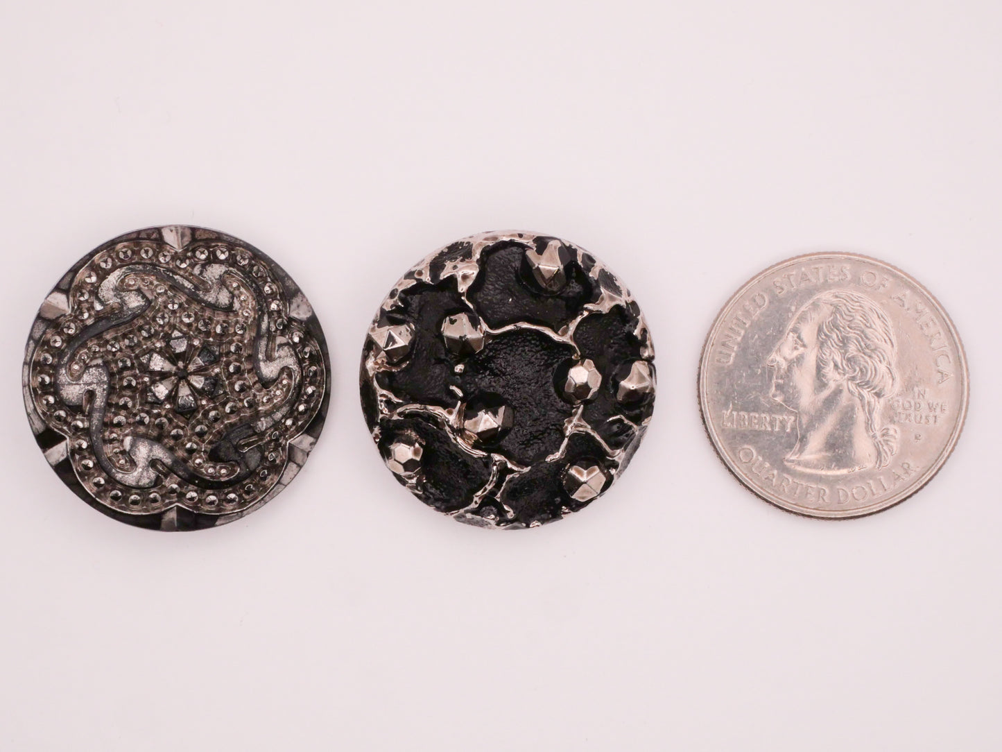 Silver Luster Black Glass Celestial or Oceanic Button Various 26-27mm