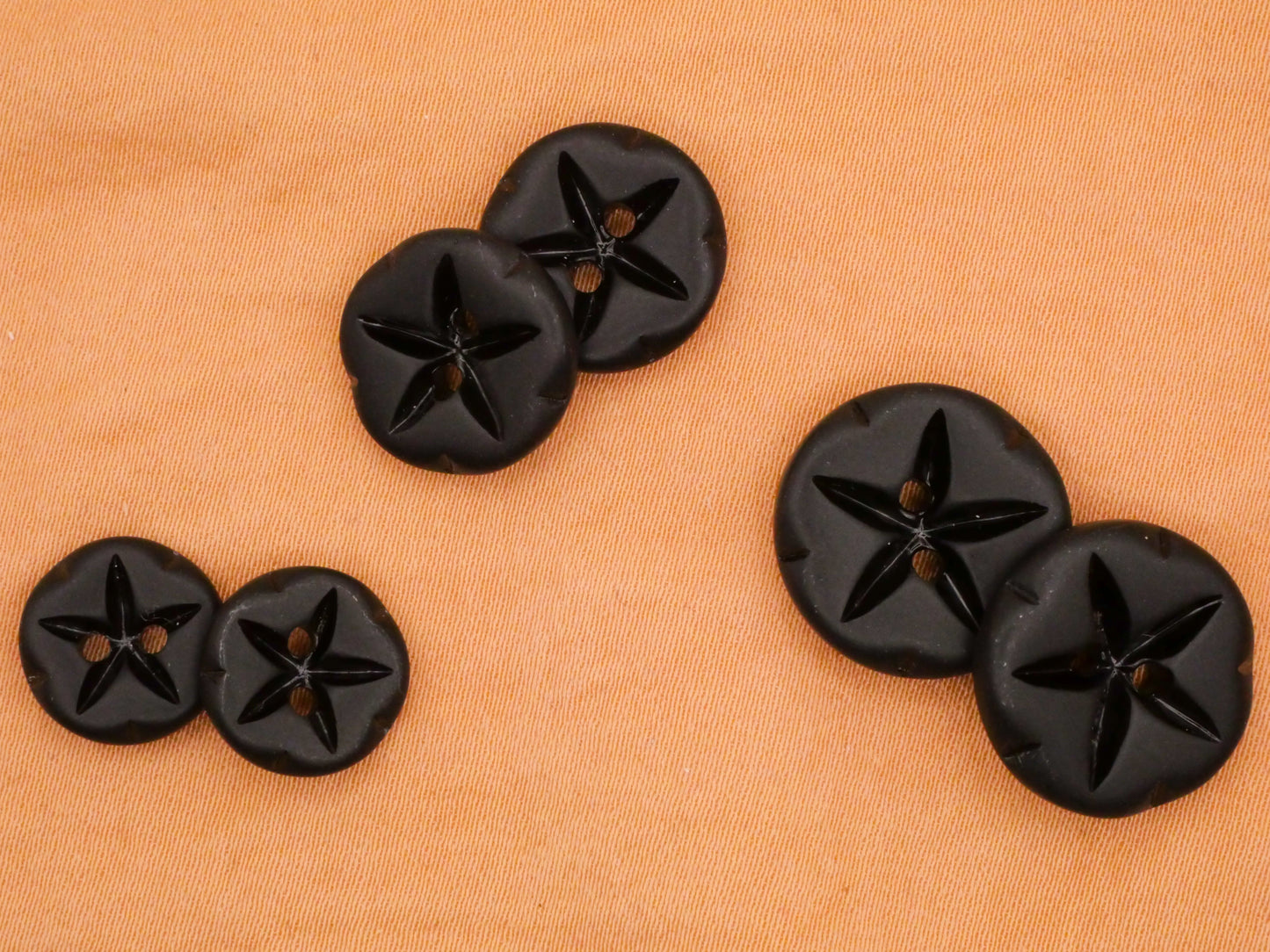 Sand Dollar Matte Black Glass Pair of Buttons Various 11-16mm