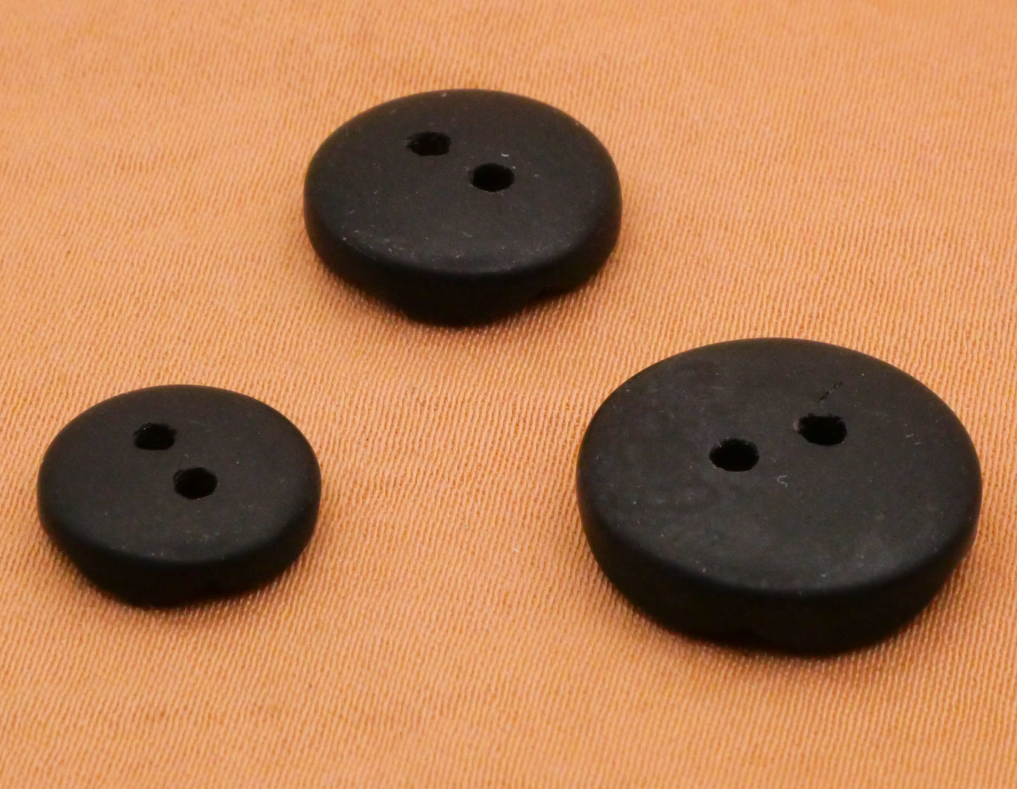 Sand Dollar Matte Black Glass Pair of Buttons Various 11-16mm