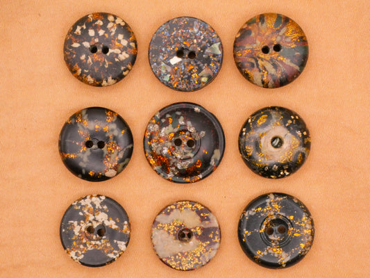 Fleck Gold Glitter Composition Early Plastic Button Various 17-19mm