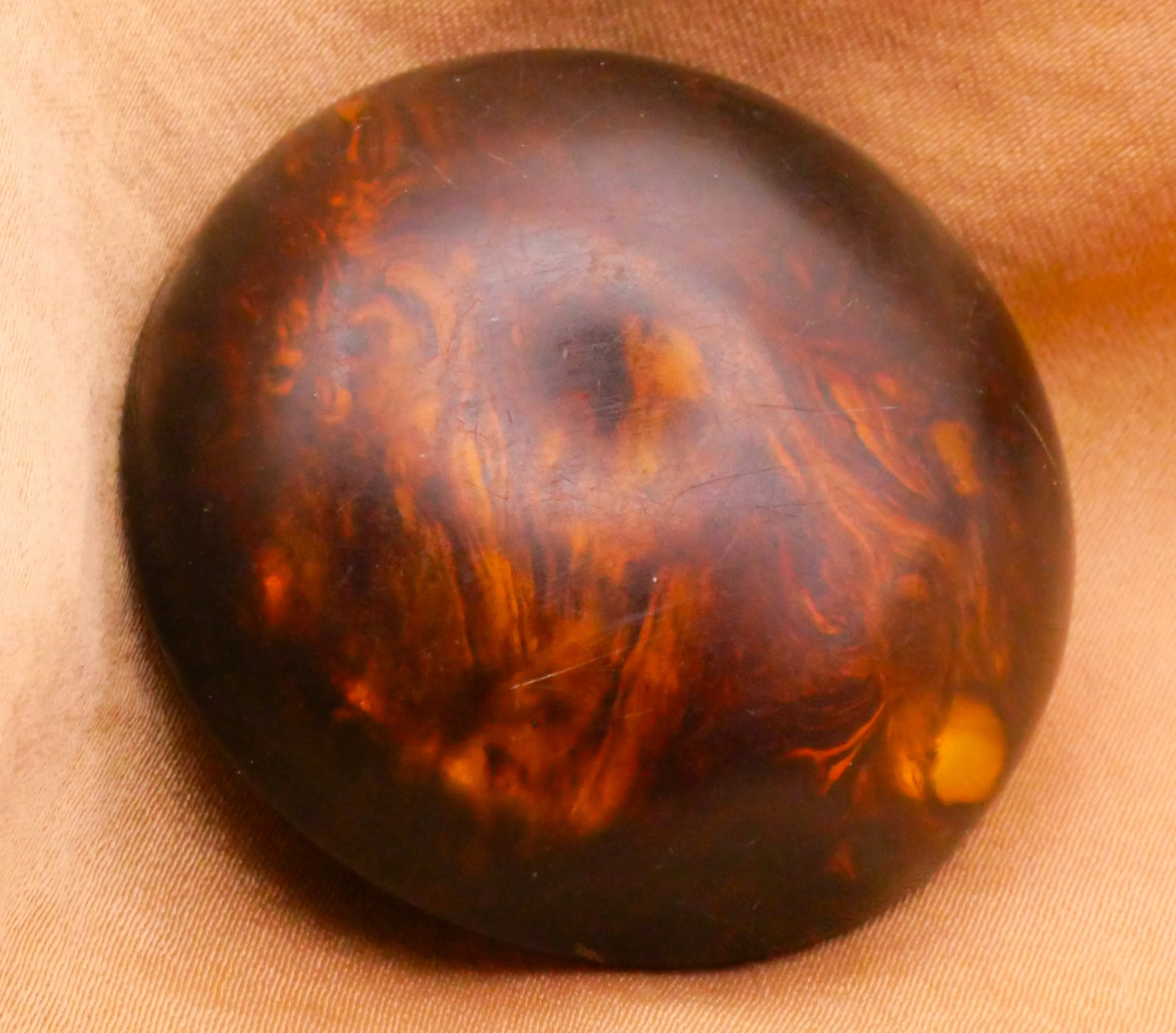 Tortoiseshell Look Celluloid Bubble Dome Early Plastic Large Button 38mm