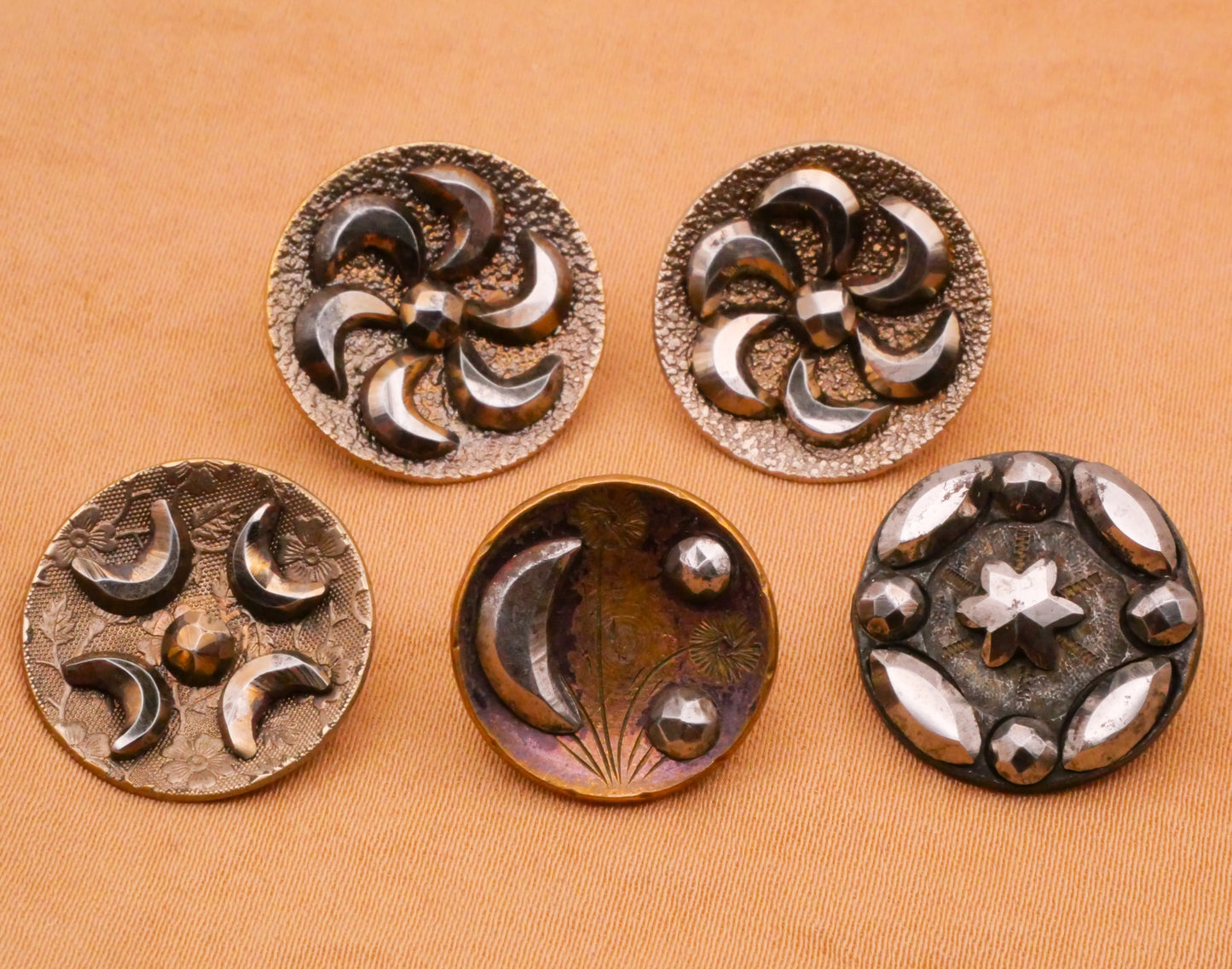 Celestial Steel-Cut Antique Metal Button Various 16-18mm