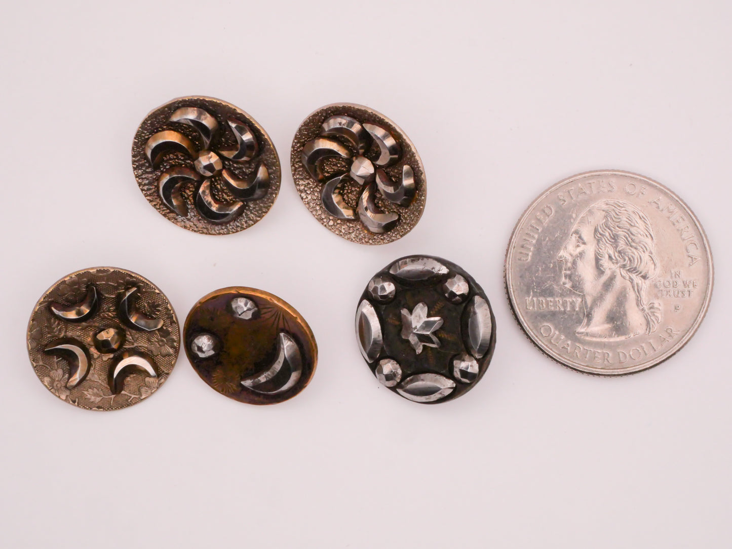 Celestial Steel-Cut Antique Metal Button Various 16-18mm