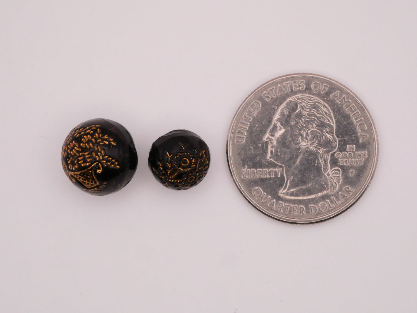 Flower Bouquet Gold Black Glass Button Various 10-12mm