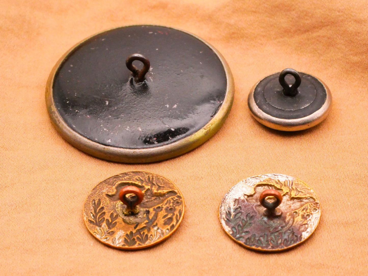 Birds Scene Tinted Victorian Metal Button Various 16-37mm