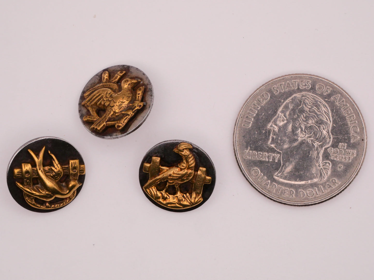 Bird Brass Steel Metal Victorian Button Various 14-15mm