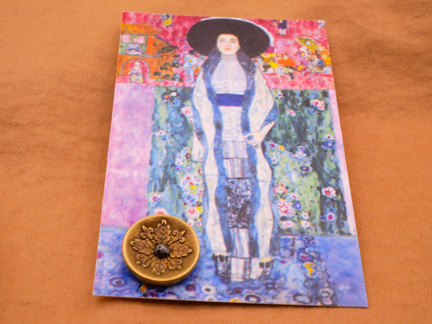 Foliage Steel-Cut Brass Metal Klimt Carded Button 14mm
